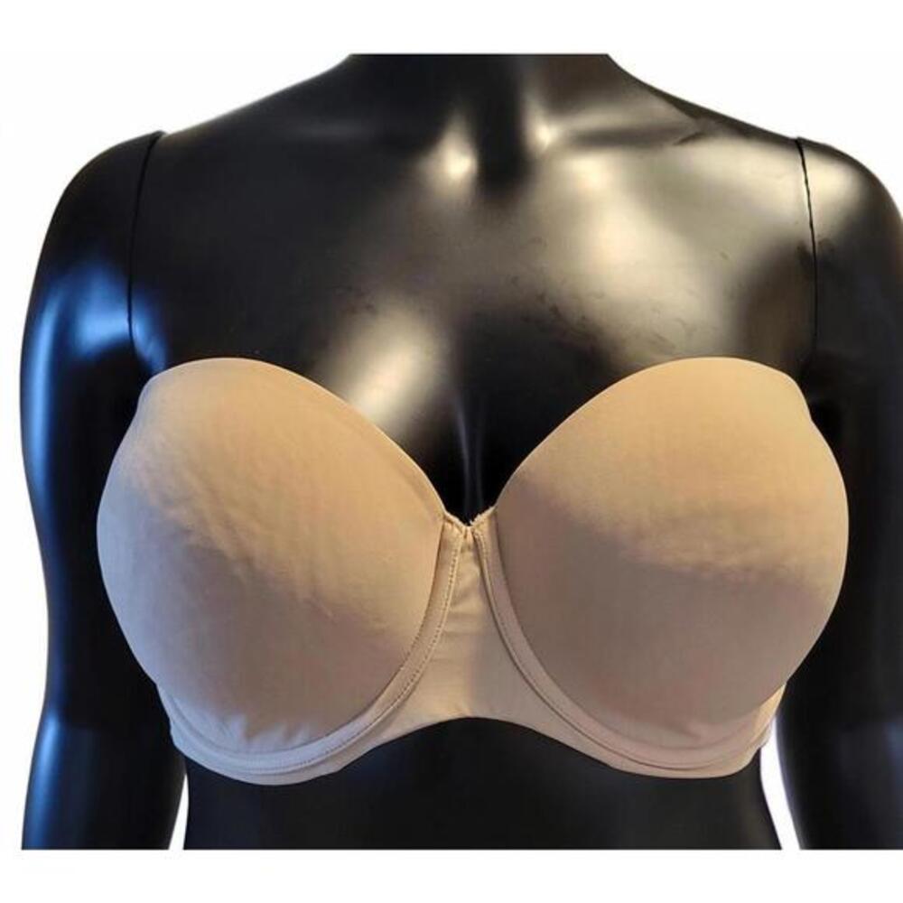 Cacique Beige Lightly Lined Strapless Bra Size 44DD‎
